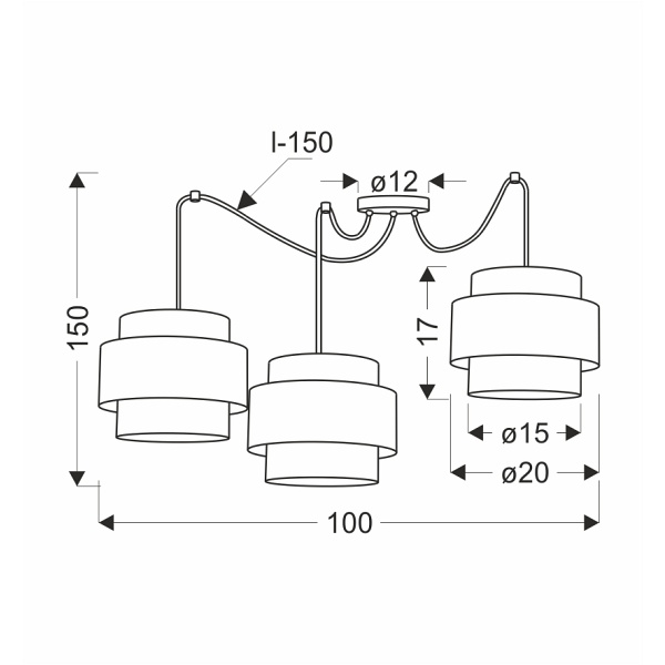 Benta P Lampa Wisząca Czarny 3X40W E27 Abażur Czarny+Kremowy Candellux