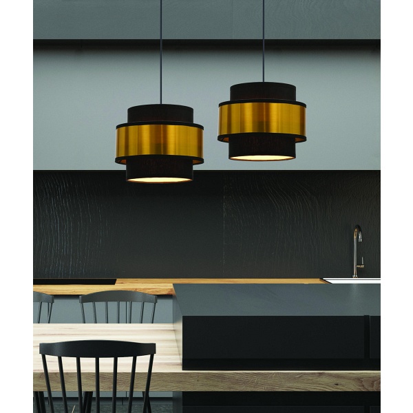 Prestige Lampa Wisząca Czarny 2X40W E27 Abażur Czarny+Złoty Candellux