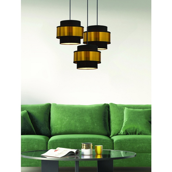 Prestige Lampa Wisząca Czarny Talerz 3X40W E27 Abażur Czarny+Złoty Candellux
