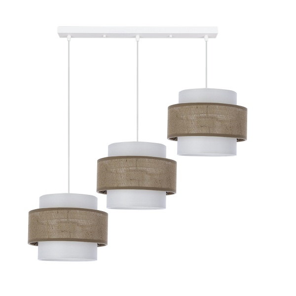 Juta Lampa Wisząca Biały 3X40W E27 Abażur Biały+Beżowy Candellux