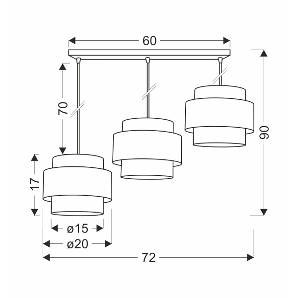 Juta Lampa Wisząca Biały 3X40W E27 Abażur Biały+Beżowy Candellux