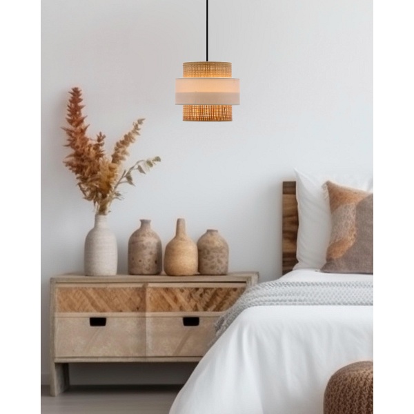 Lampa wisząca Rattan czarna biała kremowa 1x40w - Candellux