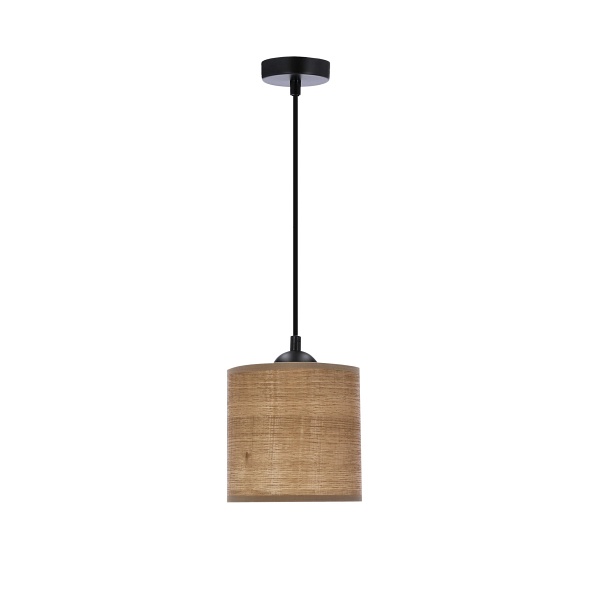 Legno Lampa Wisząca Czarny 15 1X40W E27 Abażur Orzechowy Candellux