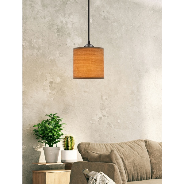 Legno Lampa Wisząca Czarny 15 1X40W E27 Abażur Orzechowy Candellux