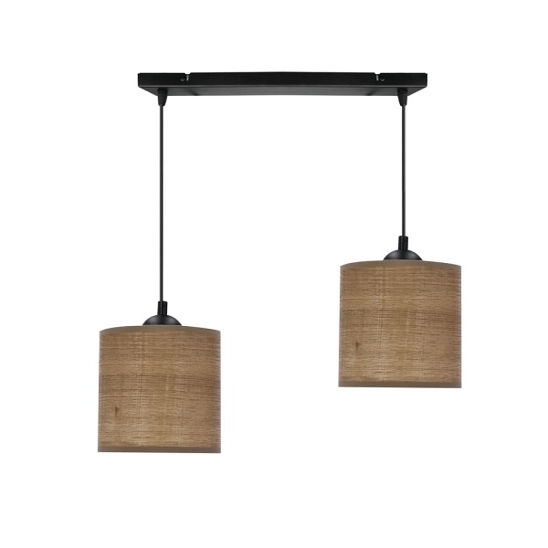Legno Lampa Wisząca Czarny 15 2X40W E27 Abażur Orzechowy Candellux