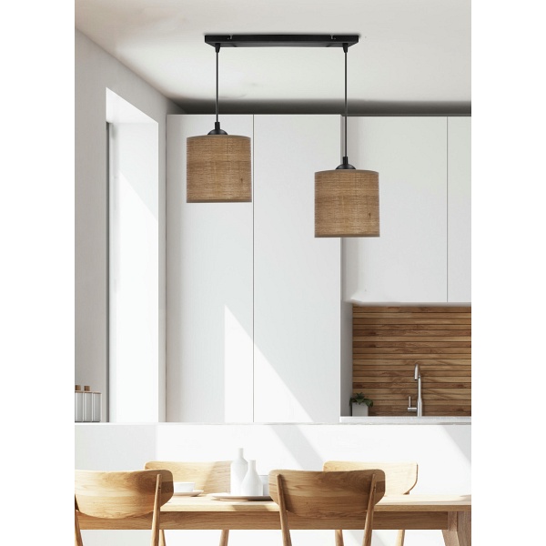 Legno Lampa Wisząca Czarny 15 2X40W E27 Abażur Orzechowy Candellux