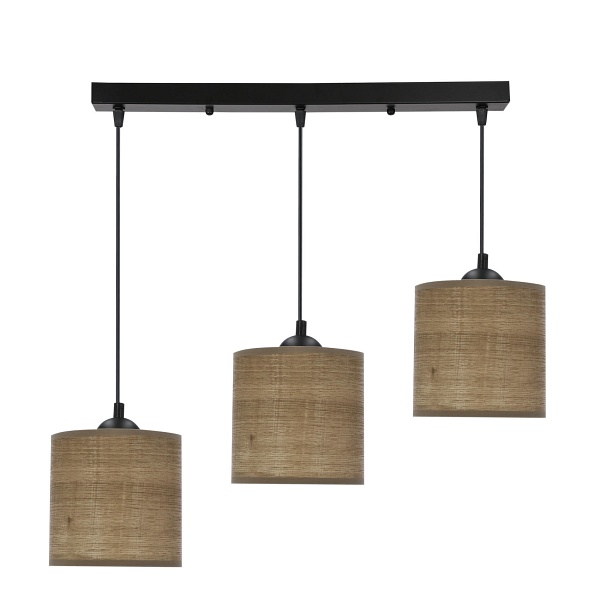Legno Lampa Wisząca Czarny 15 3X40W E27 Abażur Orzechowy Candellux