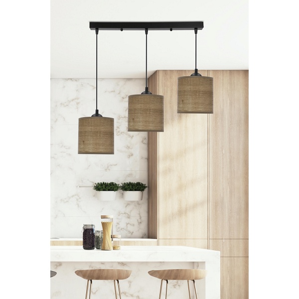 Legno Lampa Wisząca Czarny 15 3X40W E27 Abażur Orzechowy Candellux
