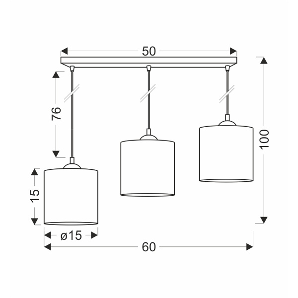 Legno Lampa Wisząca Czarny 15 3X40W E27 Abażur Orzechowy Candellux