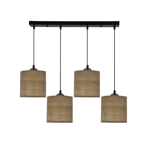 Legno Lampa Wisząca Czarny 15 4X40W E27 Abażur Orzechowy Candellux