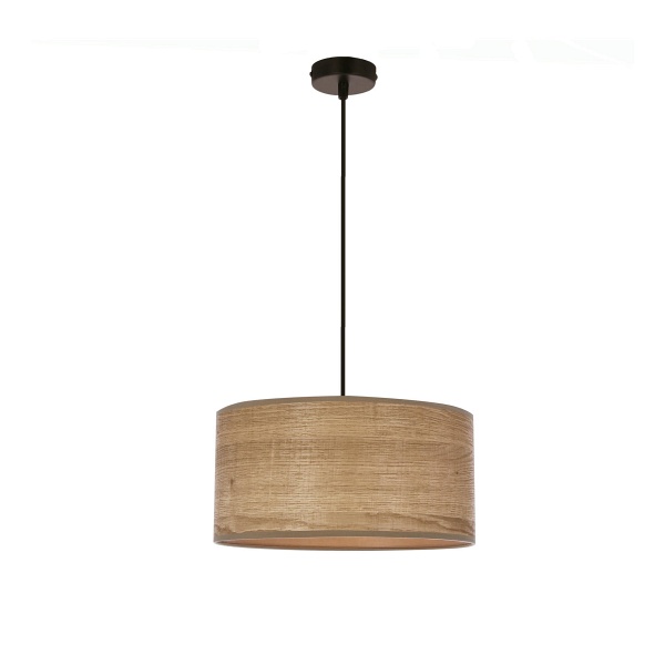 Legno Lampa Wisząca Czarny 30 1X40W E27 Abażur Orzechowy Candellux