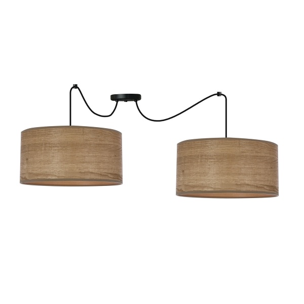 Legno P Lampa Wisząca Czarny 30 2X40W E27 Abażur Orzechowy Candellux