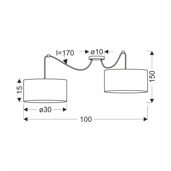 Legno P Lampa Wisząca Czarny 30 2X40W E27 Abażur Orzechowy Candellux