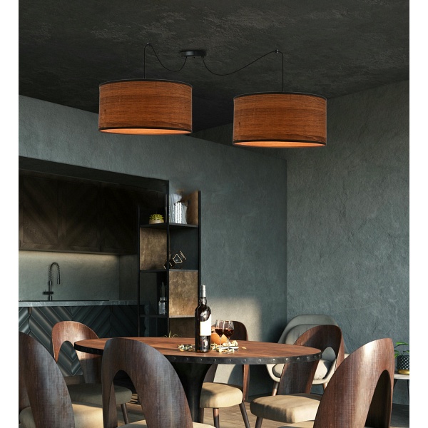 Legno P Lampa Wisząca Czarny 30 2X40W E27 Abażur Dębowy Candellux