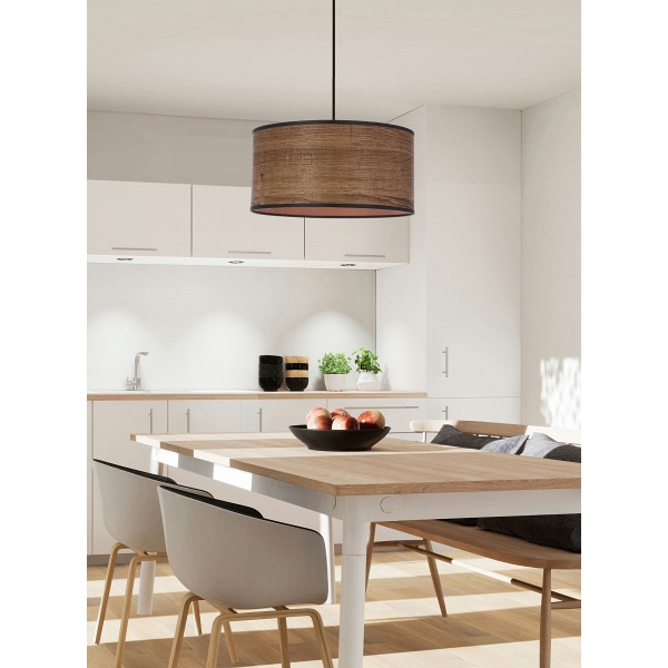 Legno Lampa Wisząca Czarny 30 1X40W E27 Abażur Dębowy Candellux