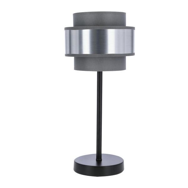 Hare Lampa Stołowa Czarny 1X60W E27 Abażur Szary+Srebrny Candellux