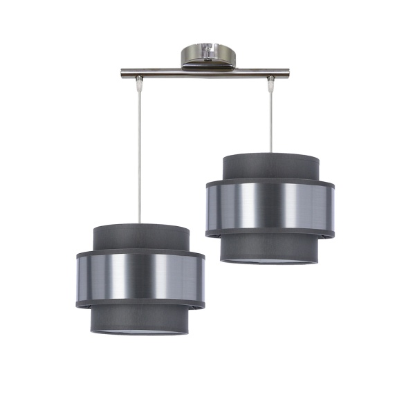 Hare Lampa Wisząca Chromowy 2X60W E27 Abażur Szary+Srebrny Candellux
