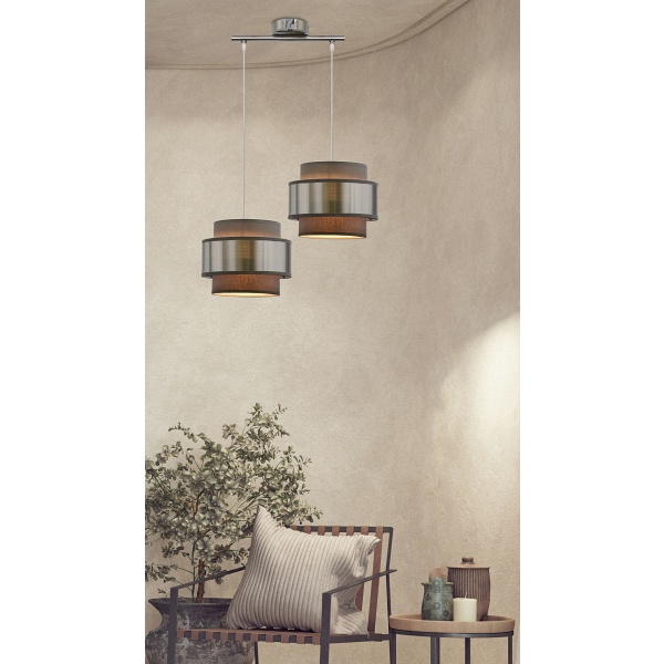 Hare Lampa Wisząca Chromowy 2X60W E27 Abażur Szary+Srebrny Candellux