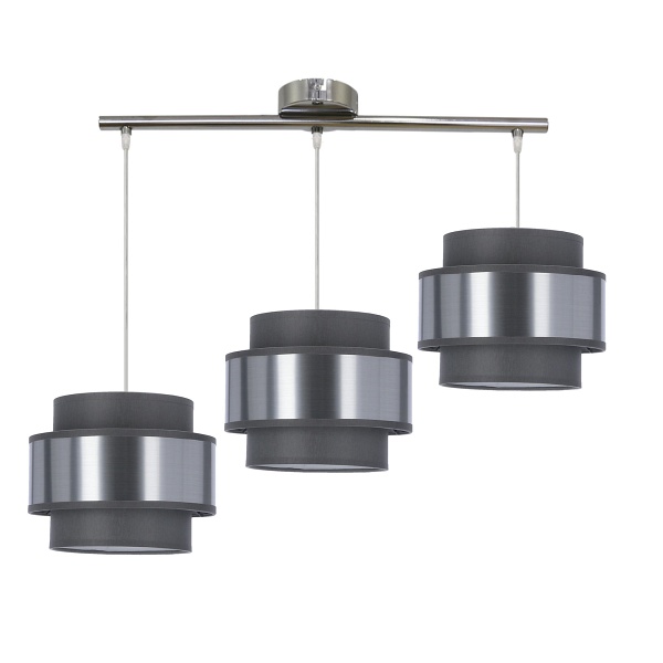 Hare Lampa Wisząca Chromowy 3X60W E27 Abażur Szary+Srebrny Candellux