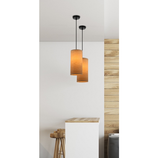 Ballo Lampa Wisząca Czarny 1X60 E27 Abażur Orzechowy Candellux