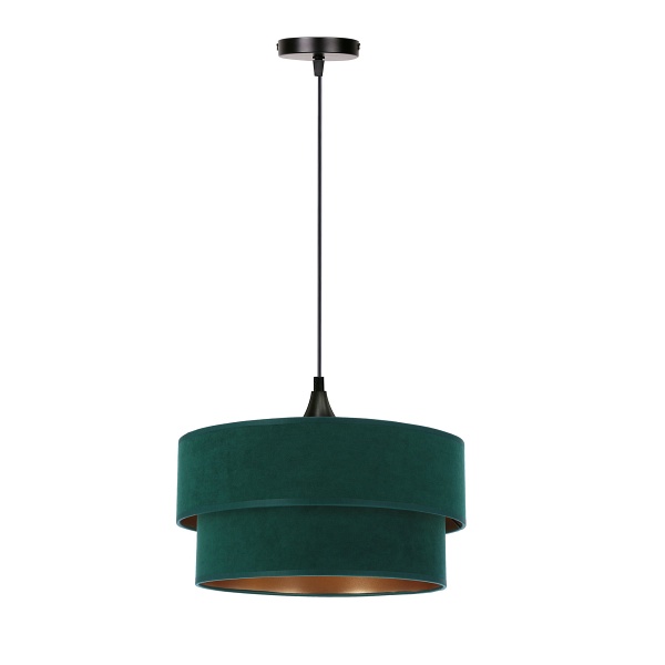 Scopello Lampa Wisząca Czarny 1X60 E27 Abażur Duo 35+30 Velur But.zieleń\Złoto Candellux
