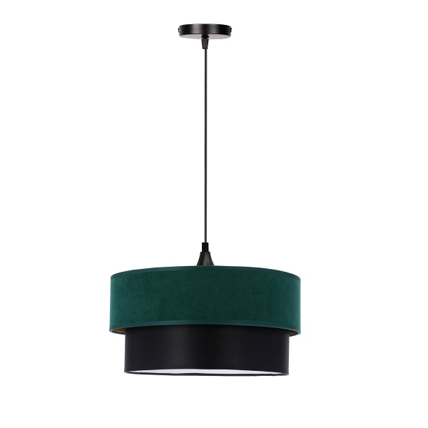 Solanto Lampa Wisząca Czarny 1X60 E27 Abażur Duo 35+30 But.zieleń\Złoto +Czarny Candellux