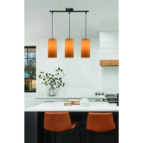 Ballo Lampa Wisząca Czarny 3X60 E27 Abażur Orzechowy Candellux