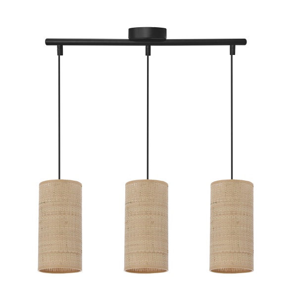 Fleri Lampa Wisząca Czarny 3X60 E27 Abażur 12X25 Beżowy Ratan Candellux