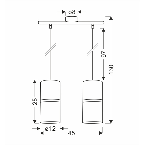Gina Lampa Wisząca Czarny 2X60 E27 Abażur 12X25 Czarny Złota Folia+Złoty Pasek Candellux