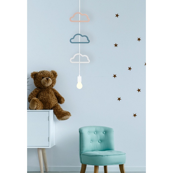 Single Ccc Lampa Wisząca 1X20W E27 Iq Kids Biały+Niebieski+Różowy Candellux