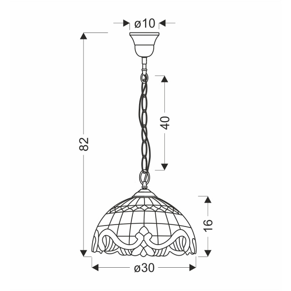 Marsala Lampa Wisząca 30 Patynowy 1X60 E27 Klosz Witrażowy Candellux