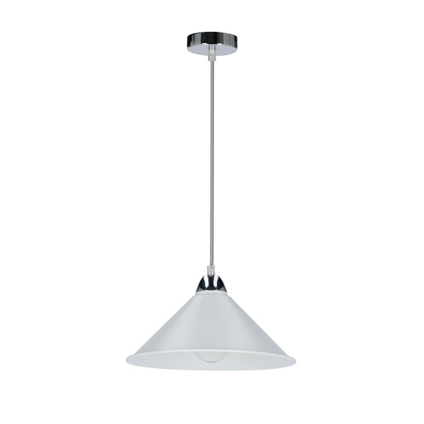 Avola Lampa Wisząca Chromowy 26 1X60W E27 Klosz Biały Candellux