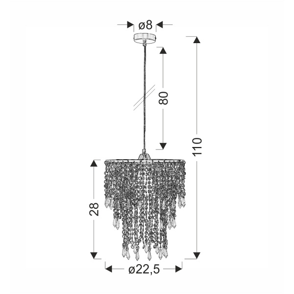 Rina Lampa Wisząca Chromowy 1X60W E27 Candellux