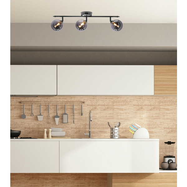 Rodia Lampa Sufitowa Listwa Satynowy 3X40W G9 Klosz Grafitowy Candellux