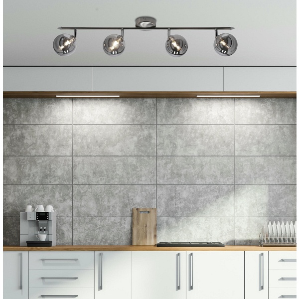 Rodia Lampa Sufitowa Listwa Satynowy 4X40W G9 Klosz Grafitowy Candellux