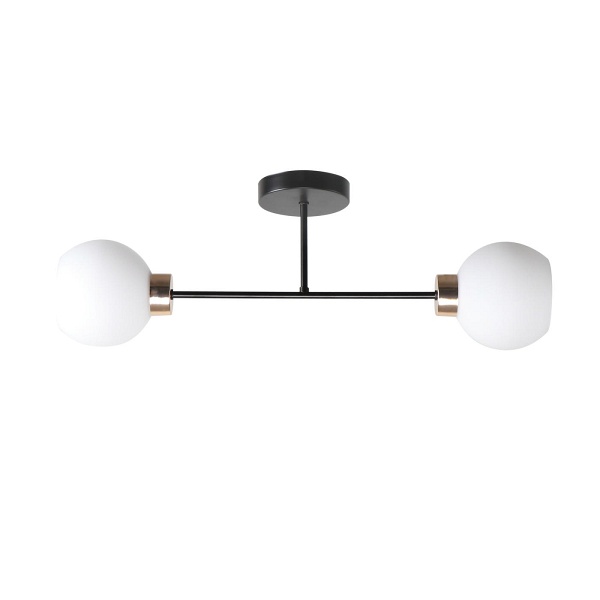 Lampa sufitowa czarny+złoty 2x40 e27 klosz biały Amanda - Candellux