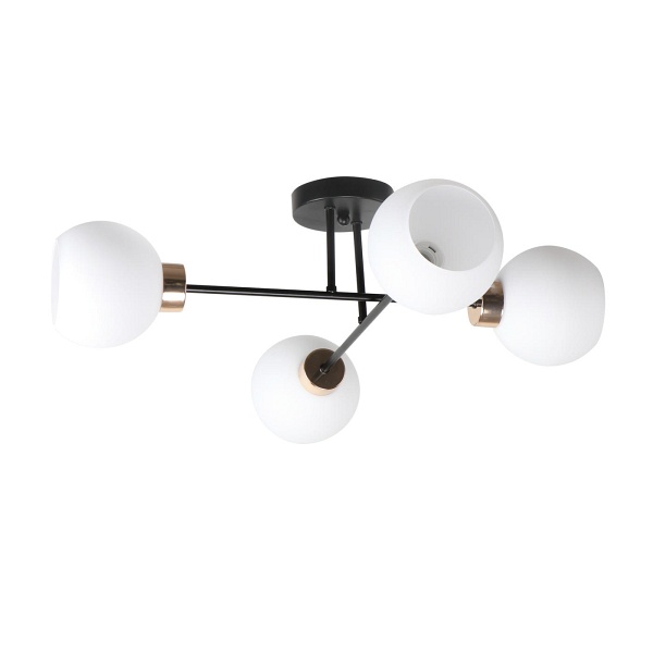 Lampa sufitowa czarny+złoty 4x40 e27 klosz biały Amanda - Candellux