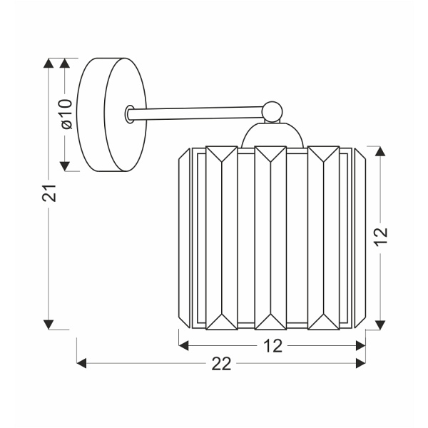 Glassia Lampa Kinkiet Czarny 1X40 E27 Klosz Czarny+Kryształy Bezbarwne Candellux