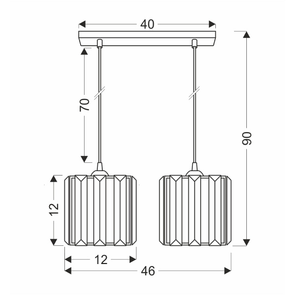 Glassia Lampa Wisząca Czarny 2X40 E27 Klosz Czarny+Kryształy Bezbarwne Candellux