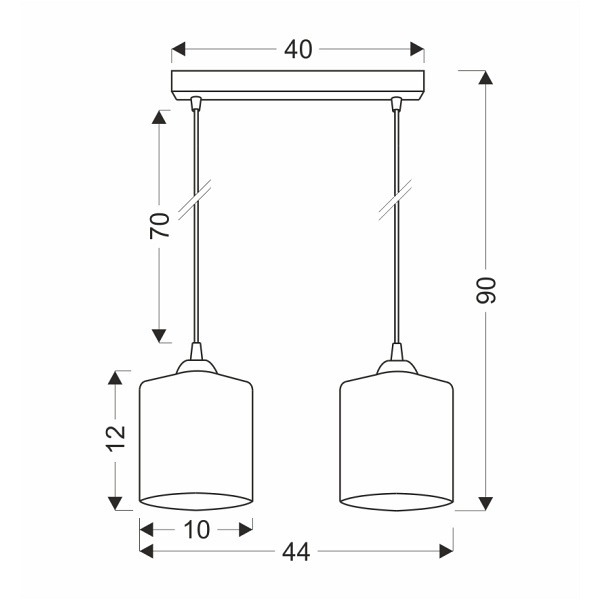 Serena Lampa Wisząca Czarny 2X40 E27 Klosz Złoty Candellux