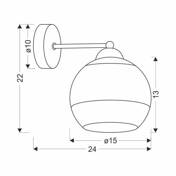 Contessa Lampa Kinkiet Czarny 1X40 E27 Klosz Złoty Candellux