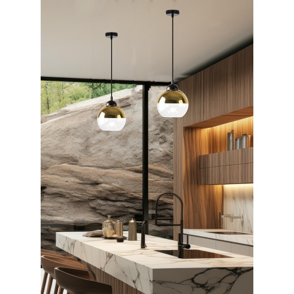 Contessa Lampa Wisząca Czarny 1X40 E27 Klosz Złoty Candellux