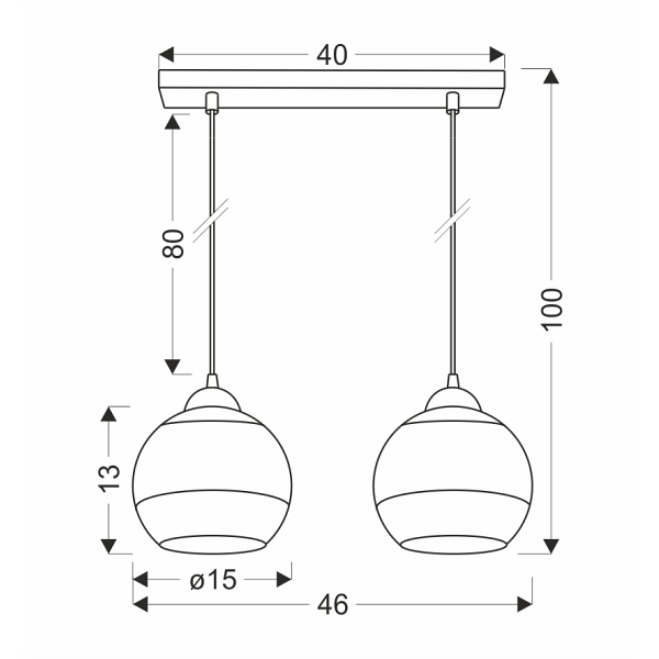 Contessa Lampa Wisząca Czarny 2X40 E27 Klosz Złoty Candellux