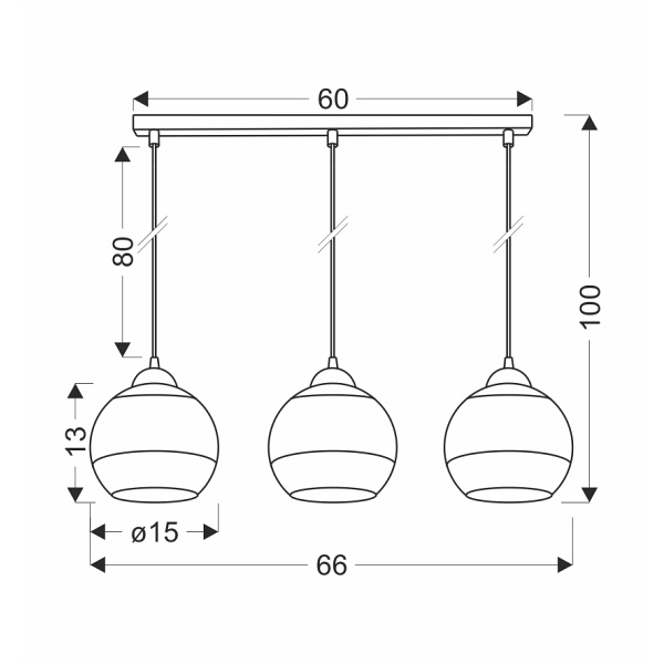 Contessa Lampa Wisząca Czarny 3X40 E27 Klosz Złoty Candellux