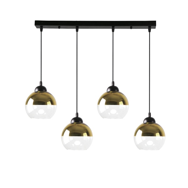 Contessa Lampa Wisząca Czarny 4X40 E27 Klosz Złoty Candellux