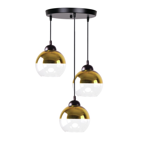 Contessa Lampa Wisząca Talerz Czarny 3X40 E27 Klosz Złoty Candellux