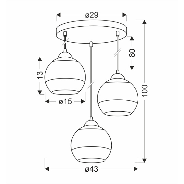 Contessa Lampa Wisząca Talerz Czarny 3X40 E27 Klosz Złoty Candellux