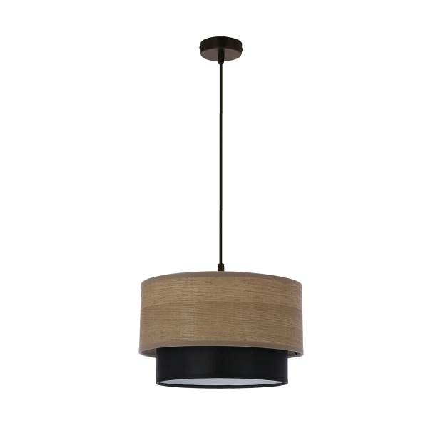 Ruben Lampa Wisząca Czarny 1X60 E27 Abażur Orzechowy+Czarny Candellux