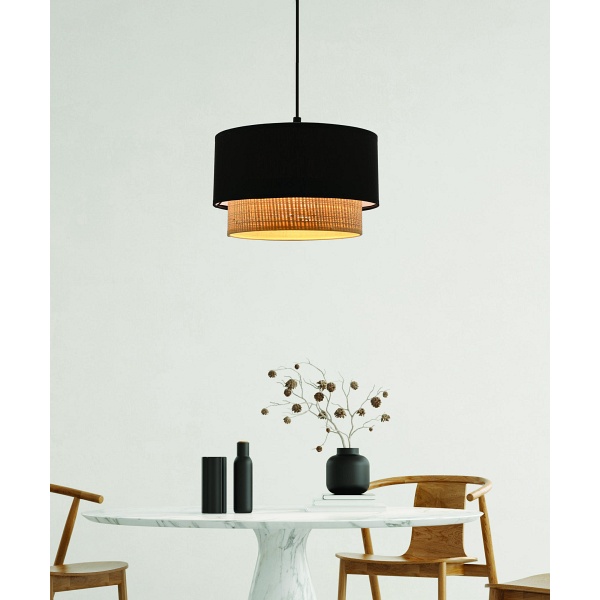 Sferia Lampa Wisząca Czarny 1X60 E27 Abażur Czarny+Beżowy Candellux