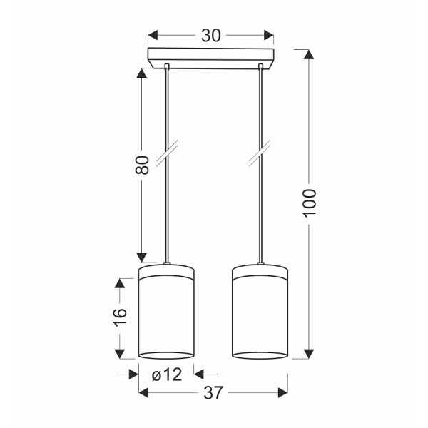Wels Lampa Wisząca Czarny+Drewniany 2X40 E27 Klosz Dymiony Candellux